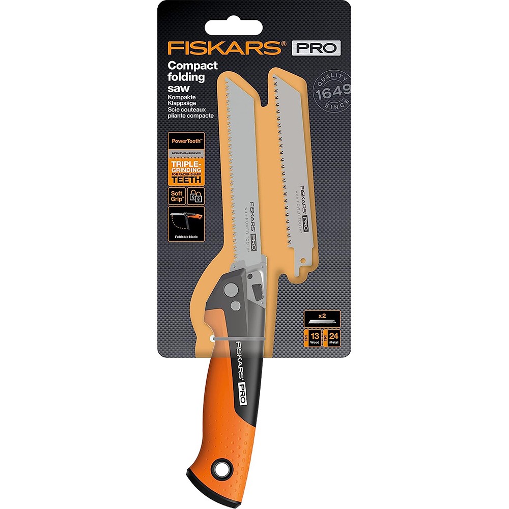 Пила універсальна складана 2 полотна Fiskars Pro PowerTooth 150 мм 13/24 TPI 1062934