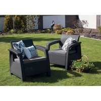 Комплект садових крісел Keter Corfu Duo Set графіт 223175