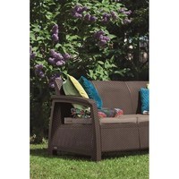 Диван садовий Keter Corfu Love Seat Max з подушками коричневий 223207