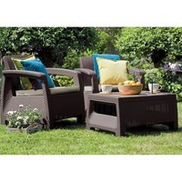 Фото Комплект садових меблів Keter Corfu II Weekend Set 2 крісла + 1 стіл коричневий 223235