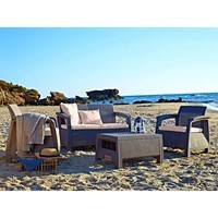 Фото Комплект садових меблів Keter Corfu II Set 1 диван + 2 крісла + 1 стіл коричневий 223201
