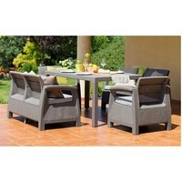 Комплект садових меблів Keter Corfu Fiesta Set 2 дивани + 2 крісла + 1 стіл капучино 227586