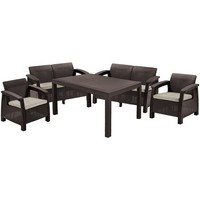 Комплект садових меблів Keter Corfu Fiesta Set 2 дивани + 2 крісла + 1 стіл коричневий 223230