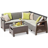 Комплект садових меблів Keter Corfu Relax Set 1 диван + 1 стіл капучино 227845