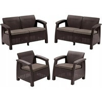 Фото Комплект садовой мебели Keter Corfu Rest Set 2 дивана + 2 кресла коричневий 241724