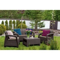 Фото Комплект садових меблів Keter Bahamas Set 1 диван + 2 крісла + 1 стіл коричневий 230683