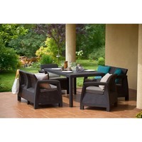 Фото Комплект садових меблів Keter Bahamas Fiesta 2 дивани + 2 крісла + 1 стіл коричневий 233615