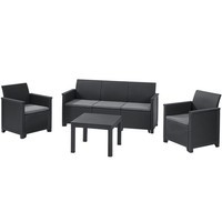 Фото Комплект садових меблів Keter Elodie 5 seater set (Chicago table) 1 диван + 2 крісла + 1 стіл графіт 246150