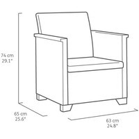 Комплект садових меблів Keter Elodie 5 seater set (Chicago table) 1 диван + 2 крісла + 1 стіл капучино 246154