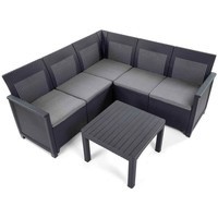 Фото Комплект садових меблів Keter Elodie 5 Corner кутовий диван + стіл графіт 249597