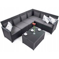 Фото Комплект садових меблів Keter Elodie 6 seater Corner кутовий диван + стіл графіт 249596
