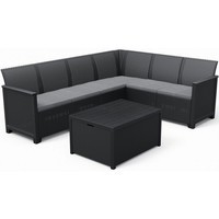 Фото Комплект садових меблів Keter Elodie 6 seater Corner кутовий диван + стіл графіт 249596