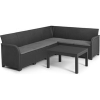 Комплект садових меблів Keter Rosalie 6 seater Corner with Orlando big table кутовий диван + стіл графіт 249584