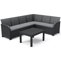 Фото Комплект садових меблів Keter Rosalie 6 seater Corner with Orlando big table кутовий диван + стіл графіт 249584