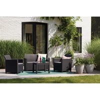 Комплект садових меблів Keter Claire 2 seater sofa set with Orlando small table 1 диван + 2 крісла + 1 стіл графіт 252643