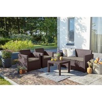 Комплект садових меблів Keter Alabama set 1 диван + 2 крісла + 1 стіл коричневий 213967
