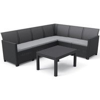 Фото Комплект садових меблів Keter Claire 6 seat corner with Orlando big table кутовий диван + стіл графіт 252753