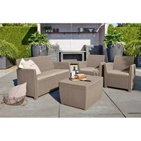 Комплект садових меблів Keter Mia set with cushion box 1 диван + 2 крісла + 1 стіл капучино 231416