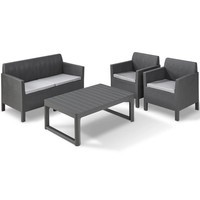 Комплект садових меблів Keter Orlando set + Lyon wicker table 1 диван + 2 крісла + 1 стіл графіт 232295