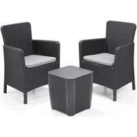 Фото Комплект садових меблів Keter Trenton Balcony graphite (Round wicker table) 2 крісла + 1 стіл графіт 231695