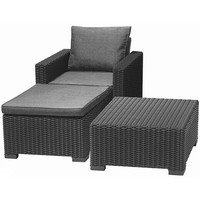 Комплект садових меблів Keter Moorea крісло + стіл + пуф графіт 252962