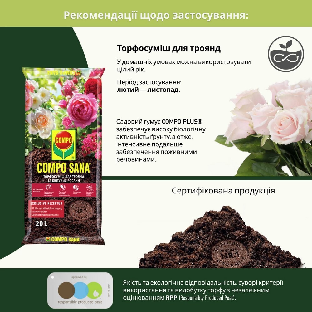 Торфосуміш Compo Sana для троянд 20 л 1809
